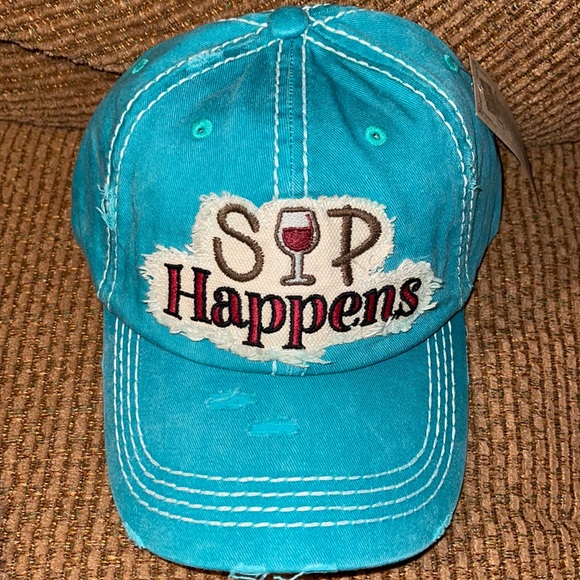 S🍷P Happens Distressed Vintage Baseball Cap - Picture 4 of 6